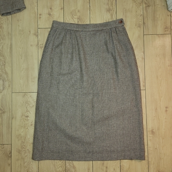 Vintage  Koret coordinating blazer skirt suit set brown beige wool blend 8 - Picture 6 of 10